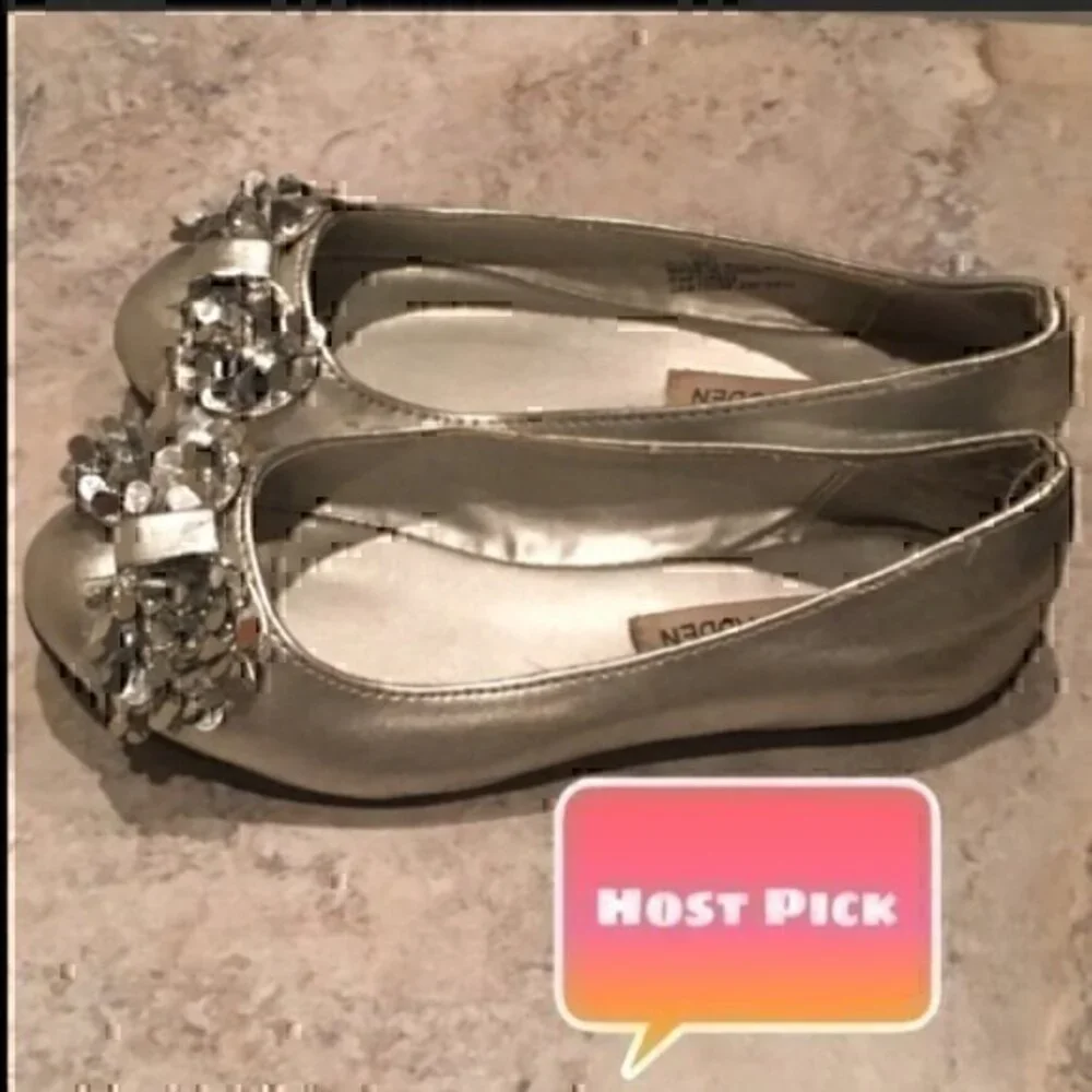 Steve Madden Girls size 13 silver sequin bow shoes